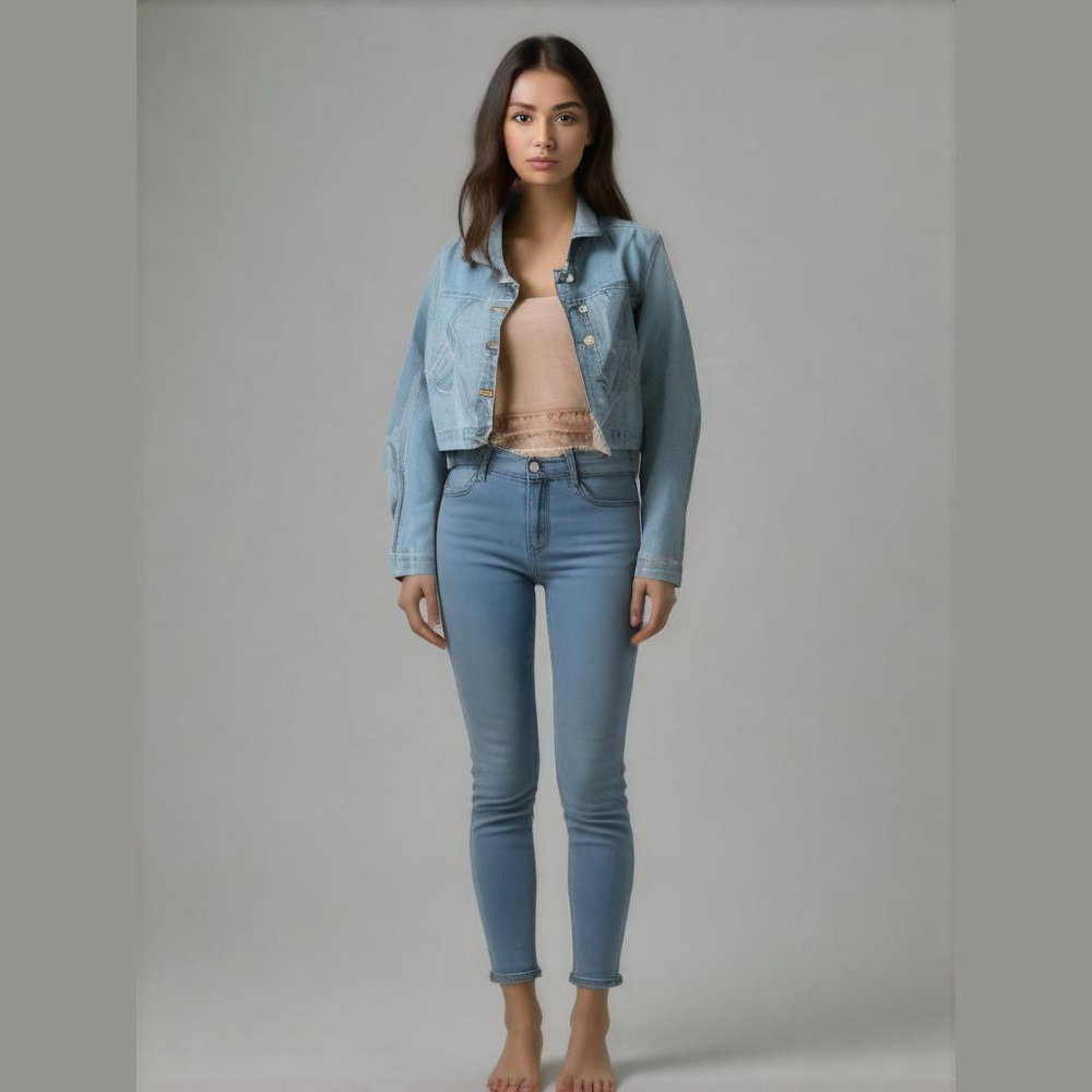 younique youth jean jacket crop size 1X